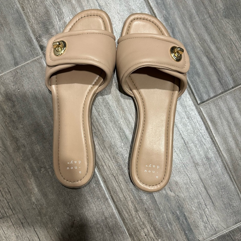 A new day Women's Tan Slide Sandals target